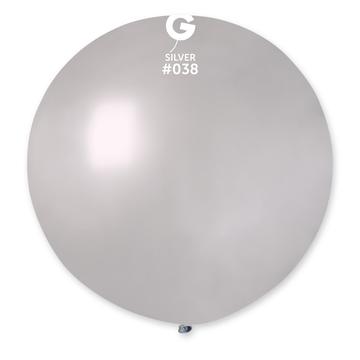 Solid Balloon, Metallic Silver #038, 12 in, 50 pcs per bag.