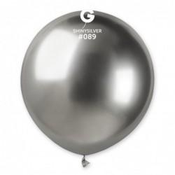 Solid Balloon, Shiny Silver #089, 19 in, 25 pcs per bag.