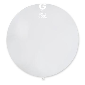 Solid Balloon, White #001, 12 in, 50 pc per bag.